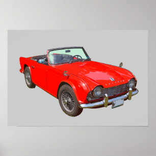 Red Triumph Tr4 Convertible Sports Car Poster