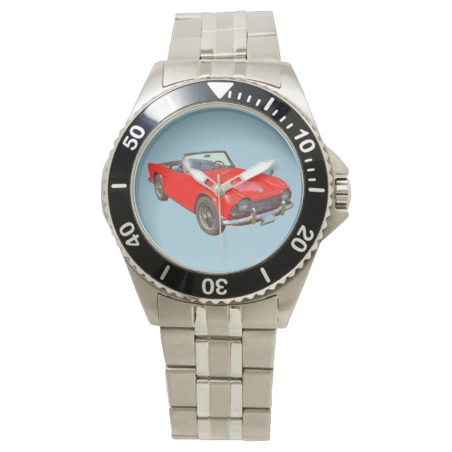 Red Triumph Tr4 Convertible Sports Car Watch (Front)