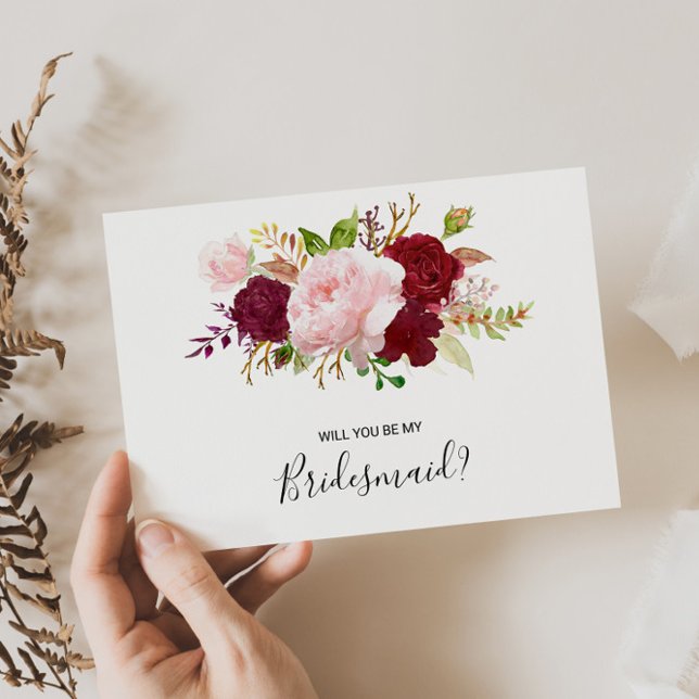 Red Tropical and Romantic Bridesmaid Invitation Postcard (Creator Uploaded)