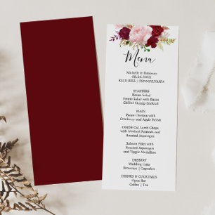 Red Tropical and Romantic Dinner Menu Card