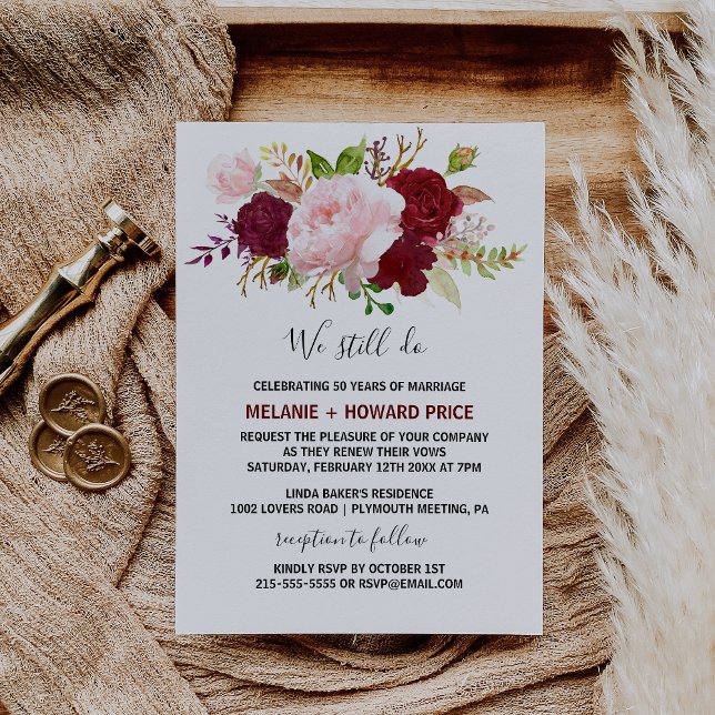 Red Tropical and Romantic Vow Renewal Invitation (Creator Uploaded)