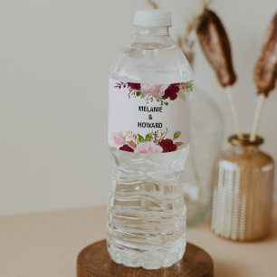 Red Tropical and Romantic Water Bottle Label