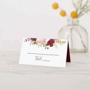 Red Tropical and Romantic Wedding Place Card