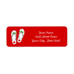 Red tropical Christmas holly leaf beach flip flops<br><div class="desc">Red tropical Christmas holly leaf beach flip flops return address labels. Funny beach sandals design for winter Holiday season in warm location. Cute slippers with hearts. Customisable background colour and text template. Stylish script typography template. Custom design for new home, change of address or office. Great for Christmas in July,...</div>