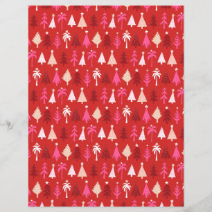 Red Tropical Christmas Palm Trees Scrapbook Paper