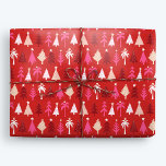 Red Tropical Christmas Palm Trees Wrapping Paper<br><div class="desc">Tropical Christmas gift wrap with palm trees and Christmas trees. Original artwork by Marketa Stengl.</div>