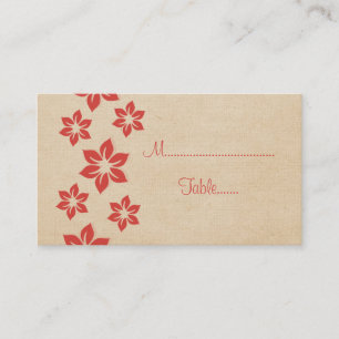 Red Tropical Floral Place Card