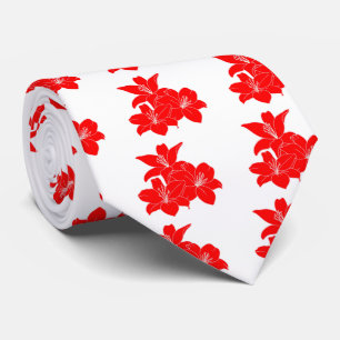 Red tropical flowers tie