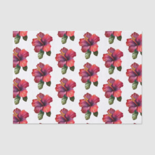 Red Tropical Hibiscus Floral Wedding Tissue Paper