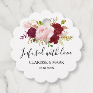 Red Tropical Romantic Infused with Love Wedding Favour Tags