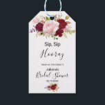 Red Tropical Romantic Sip Sip Hooray Bridal Shower Gift Tags<br><div class="desc">These red tropical romantic sip sip hooray bridal shower gift tags are perfect for an elegant wedding shower. The artistic bordo marsala design features  watercolor,  green,  pink,  burgundy and blush roses assorted with greenery neatly arranged in a graceful and radiant flower bouquet.</div>