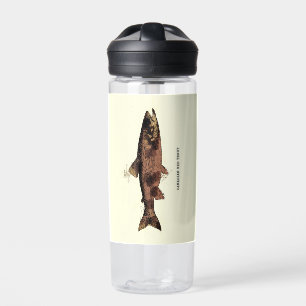 Red Trout Canada Vintage Fisherman art for Anglers Water Bottle