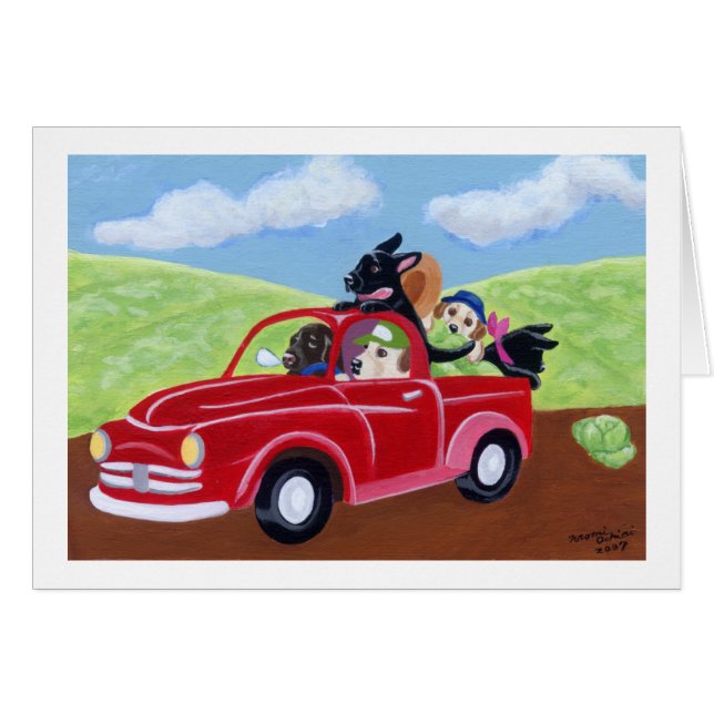 Red Truck and Labs (Front Horizontal)