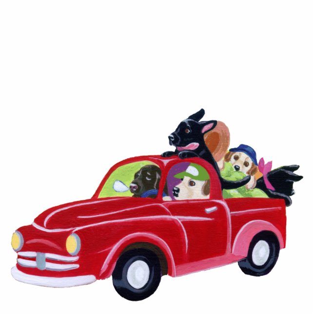 Red Truck and Labs Photo Sculpture Decoration (Front)