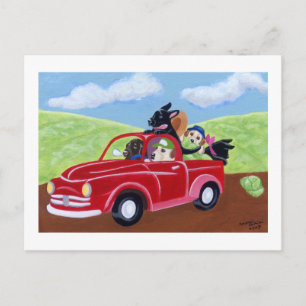 Red Truck and Labs Postcard