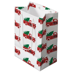 Red truck and tree medium gift bag