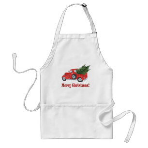 Red Truck and Tree Merry Christmas Standard Apron