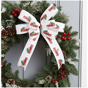 Red truck and tree satin ribbon