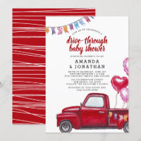 Red Truck & Balloons Drive Through Baby Shower