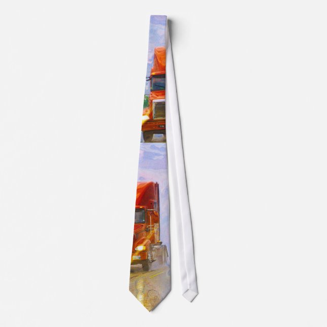 RED TRUCK BIG RIG TRUCKERS Fashion Tie (Front)