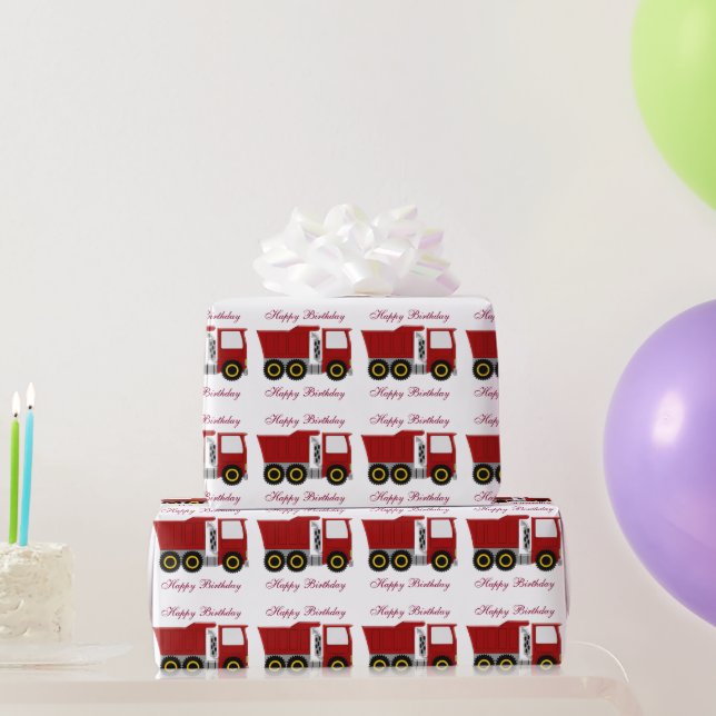 Red Truck Birthday Present Wrapping Paper (Party Gifts)