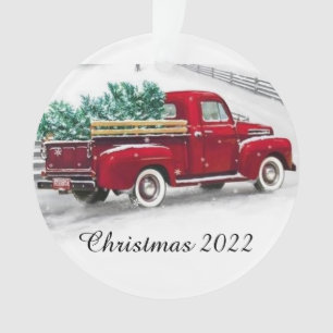 Red truck Christmas Acrylic Ornament