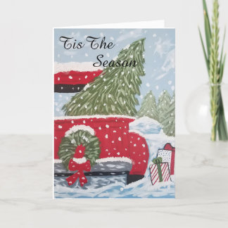 Red truck Christmas card