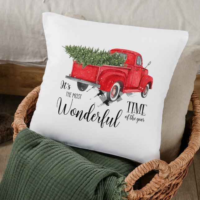 Red Truck Christmas Elegant Farmhouse Holiday Cushion (Creator Uploaded)