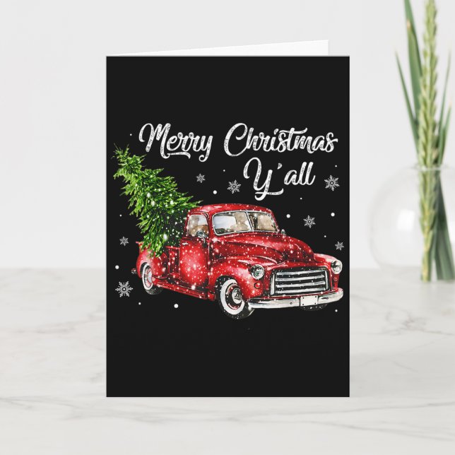 Red Truck Christmas Funny Merry Christmas Yall Wom Card (Front)