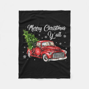 Red Truck Christmas Funny Merry Christmas Yall Wom Fleece Blanket