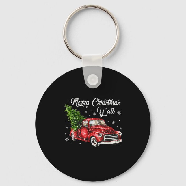 Red Truck Christmas Funny Merry Christmas Yall Wom Key Ring (Front)