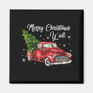 Red Truck Christmas Funny Merry Christmas Yall Wom Magnet