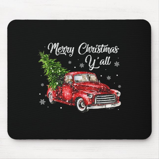 Red Truck Christmas Funny Merry Christmas Yall Wom Mouse Mat (Front)