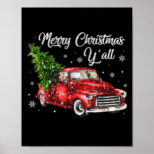 Red Truck Christmas Funny Merry Christmas Yall Wom Poster