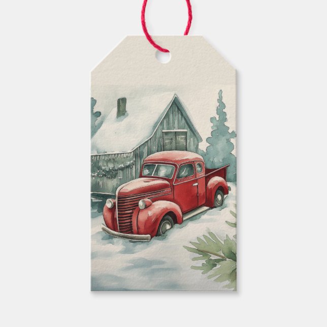Red Truck Christmas Gift Tags (Front)