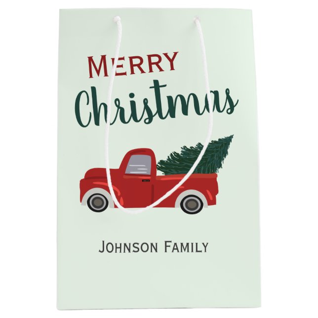 Red truck Christmas Medium Gift Bag (Front)
