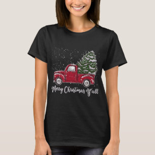 Red Truck Christmas Merry Christmas Yall T-Shirt