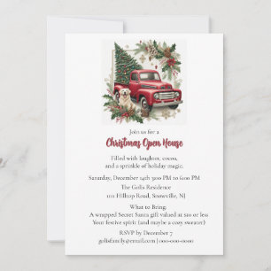 Red Truck Christmas Open House Invitation