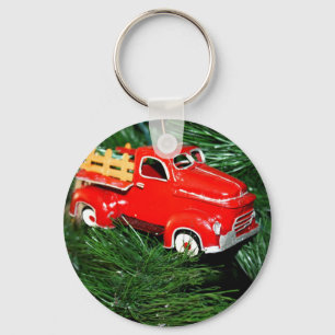 Red Truck Christmas Ornament 2 Key Ring