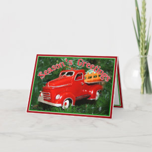 Red Truck Christmas Ornament (4) Holiday Card