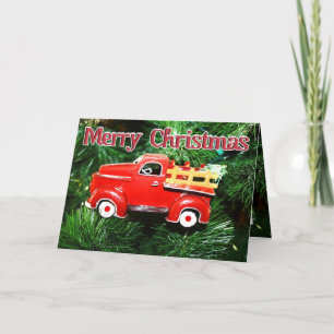 Red Truck Christmas Ornament 4 Holiday Card