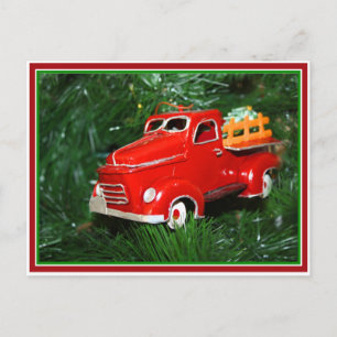Red Truck Christmas  Ornament (4) Holiday Postcard