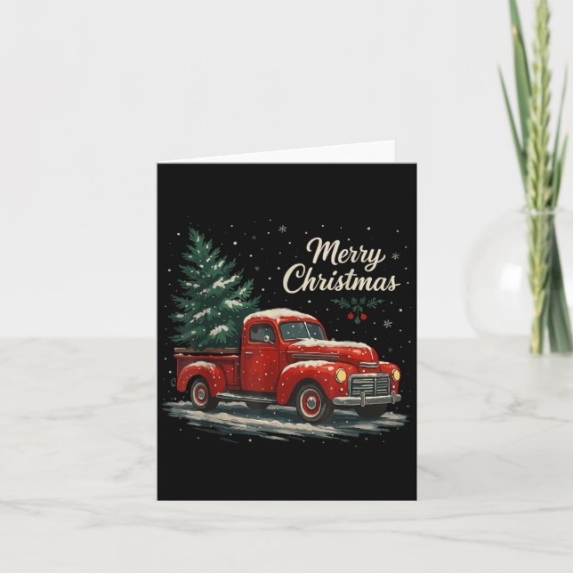Red Truck Christmas Pajamas Shirt, Xmas Family Mat Card (Front)
