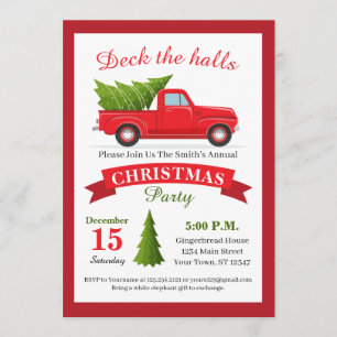 Red Truck Christmas Party Invitation