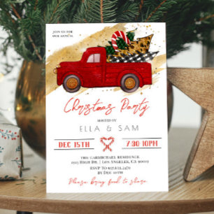 Red Truck Christmas Party Invitation