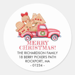 Red Truck Christmas Return Address Label