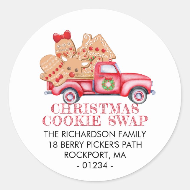 Red Truck Christmas Return Address Label (Front)