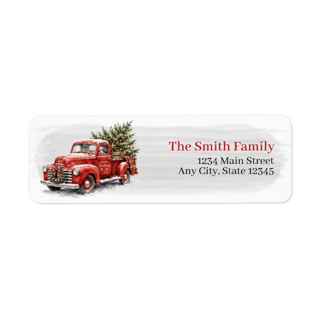 Red Truck Christmas Return Address Labels (Front)