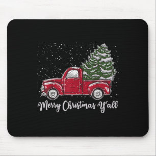 Red Truck Christmas Shirt - Merry Christmas Yall Mouse Mat