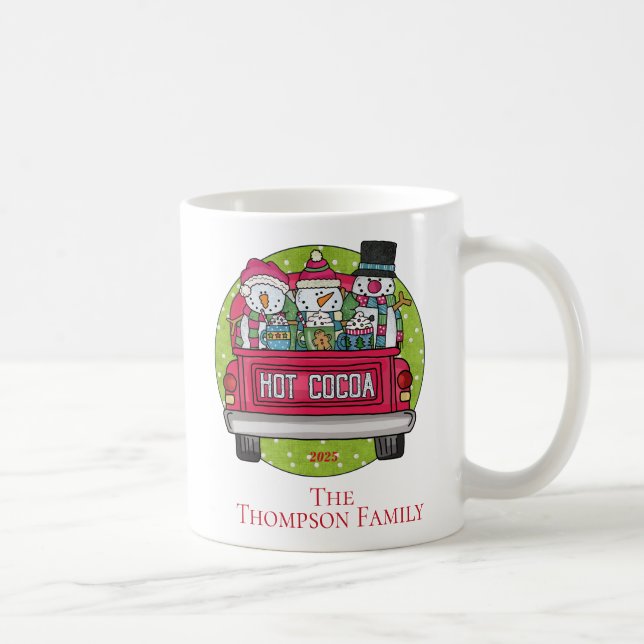  Red Truck Christmas Snowmen Hot Chocolate Name  Coffee Mug (Right)